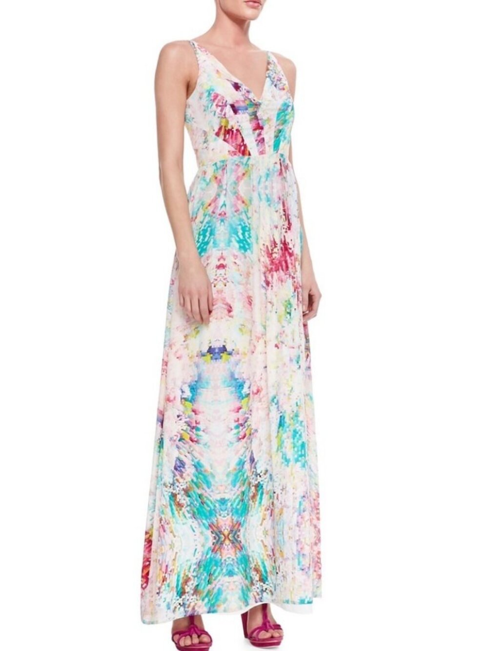 Kelli and Talulah Glam Garden Silk V Neck Maxi dress XS